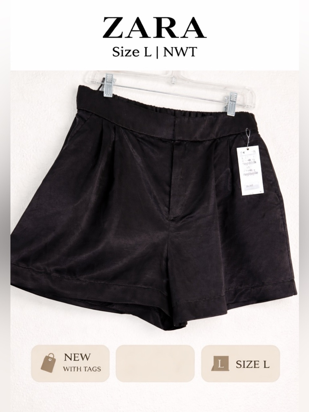 Zara Black High Waist Dress Shorts